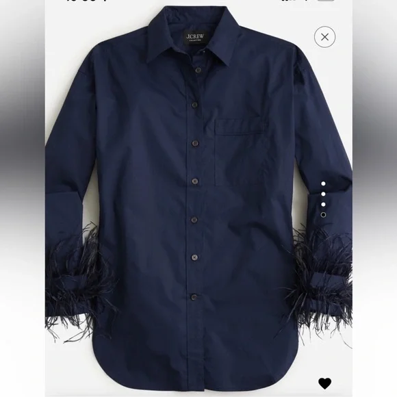 Jcrew Feather Trim Button Up shirt - Picture 3 of 4